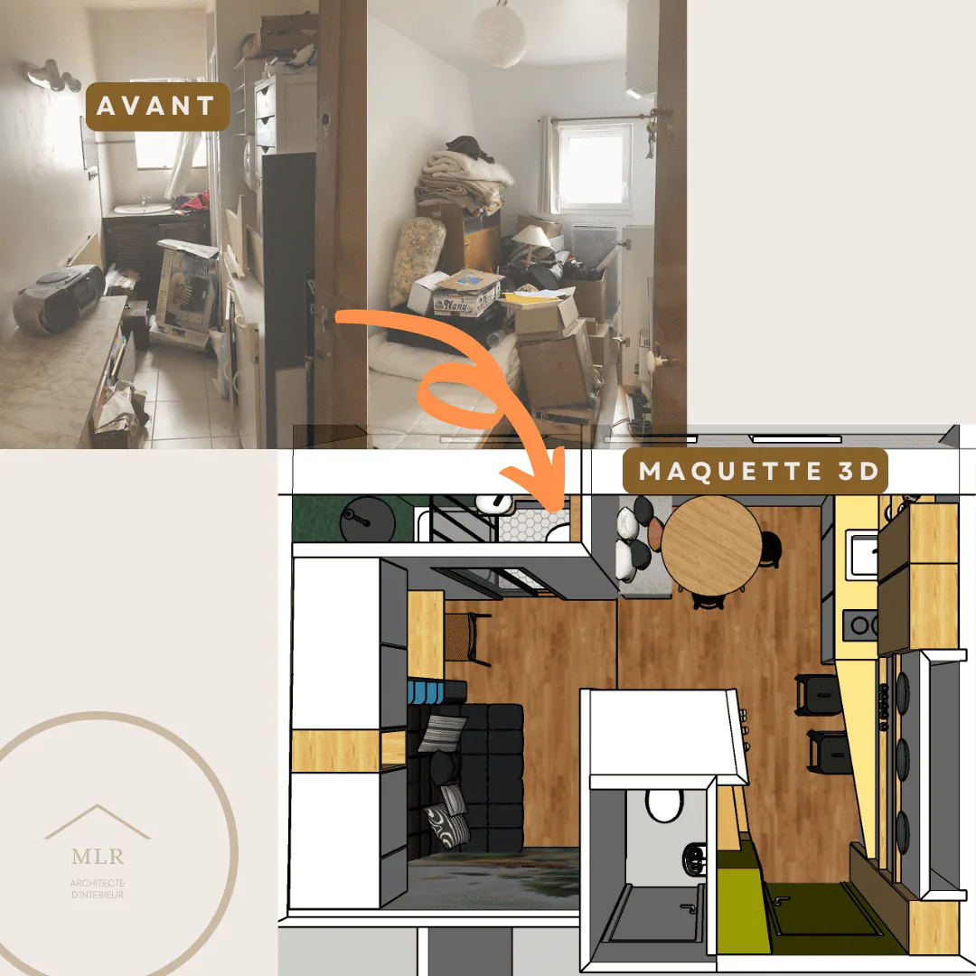 Métamorphose de 2 chambres de service en un studio – Paris — vue 2